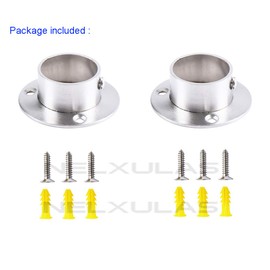 NELXULAS Stainless Steel Heavy Duty Closet Rod Holder,Shower Curtain Rod End Supports Socket,Flange Rod Holder Closet Pole,Adjustable Tightness easy installation (1-1/2 INCH, Silver)