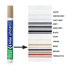 Grout Pen Beige Tile Paint Marker: Waterproof Tile Grout Colorant and Sealer Pen