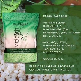 Vitabath Cool Spearmint & Thyme Epsom Salts Relaxing Therapeutic Aromatherapy & Nourishing Skincare - Muscle Soreness & Body Ache Soothing Soak for Women & Men - 36 oz