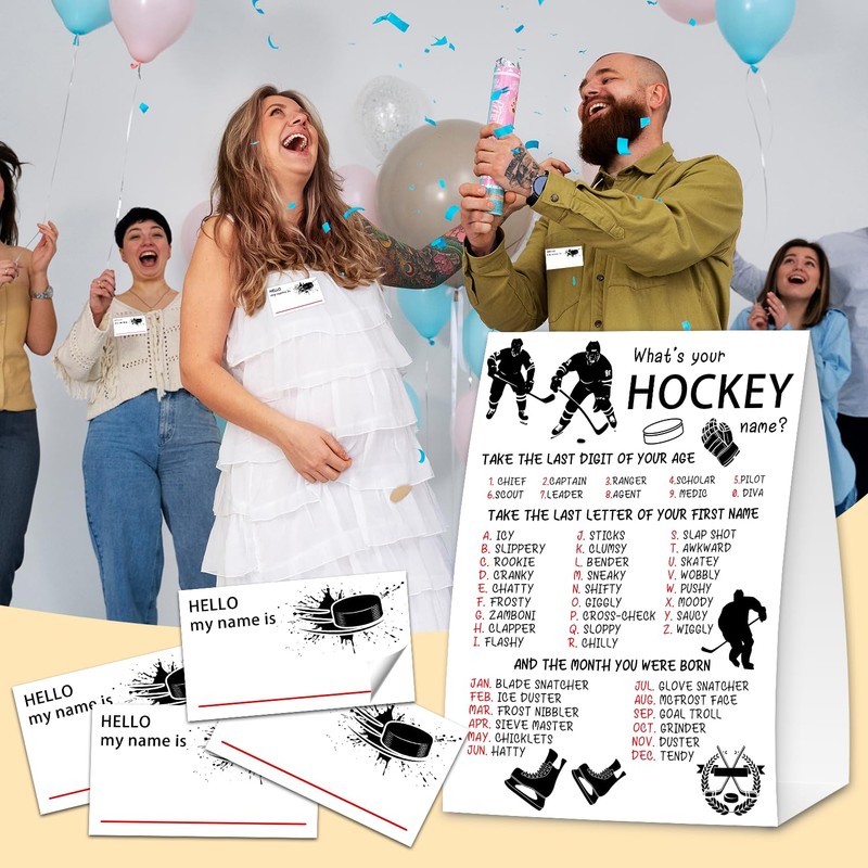 “What‘s Your Hockey Name” Party Game Set - Interactive Double-Sided