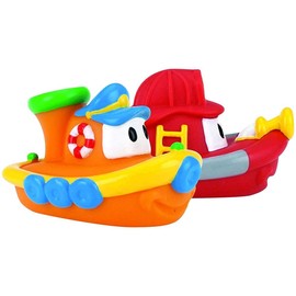 Nuby Tub Tugs Floating Bath Boats - Red Orange