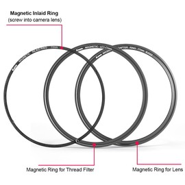 Kase 72mm Magnetic Lens Filter Adapter Ring Kit Pro with Inlaid Ring - Convert 72mm Screw in Thread Filter to Magnetic