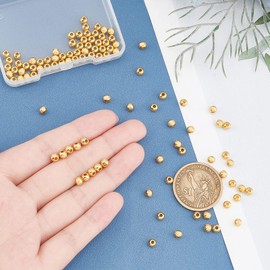 UNICRAFTALE Approximately 100pcs Round Beads Diameter 4mm Spacer Beads Round Beads Texture Rondelle Beads Round Gold Hole Beads 304 Stainless Steel Beads Round Beads Metal Beads Metal Beads DIY