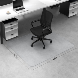 Blvornl Office Chair Mat for Hard Wood Floor, Sturdy Plastic Protector Floor Mat for Office Chairs, Rectangle Transparent PVC Computer Hard Floor Chair Mat for Desk, Office, Home (Clear, 47 X 47in)