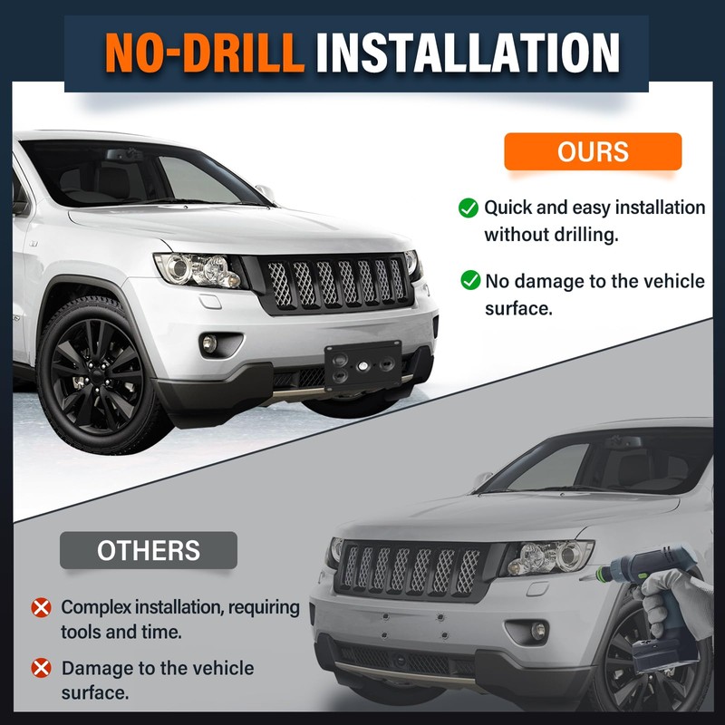 No Drill Tow Hook License Plate Mount Relocator Bracket Kit