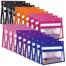 YoeeJob 18 Pack Zipper Pencil Pouches for 3 Ring Binder, 1.5 Inch Expandable with 2 Pockets and Clear Window for School and Office（Colorful）