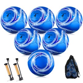 Realspring 6 Pcs Soccer Balls Bulk Size 4, World Soccer Balls with Pump Needle Storage Bag for Youth Training Practice Club Game Back to School Gift