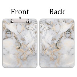 Hnogri Plastic Clipboard A4, Fashion Design A4 Letter Size Clipboards & Forms Holders for Office Supplies Lawyers,School Students and Kids, Low Profile Clip Cute Clipboard Folder, White Gold