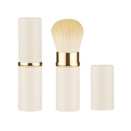 Xinpinzhou White Retractable Makeup Brush, Retractable Blush Blusher Face Powder Kabuki Foundation Brush for Cheeks