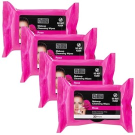 Global Beauty Care Makeup Cleansing Wipes 120 Count (4-Pack) (4PK x ROSE EXTRACT)