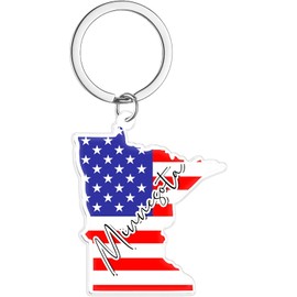 Llavero de Minnesota Souvenirs con llavero, llavero de bandera americana, llavero para regalos, recuerdos de Estados Unidos, Spot M