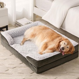 LEXTRO Orthopedic Dog Bed for Large Dogs, Egg Crate Foam Bed for Large Dogs, Equipped with Removable Waterproof Pillow Cover and Anti-Slip Bottom, Pet Bed