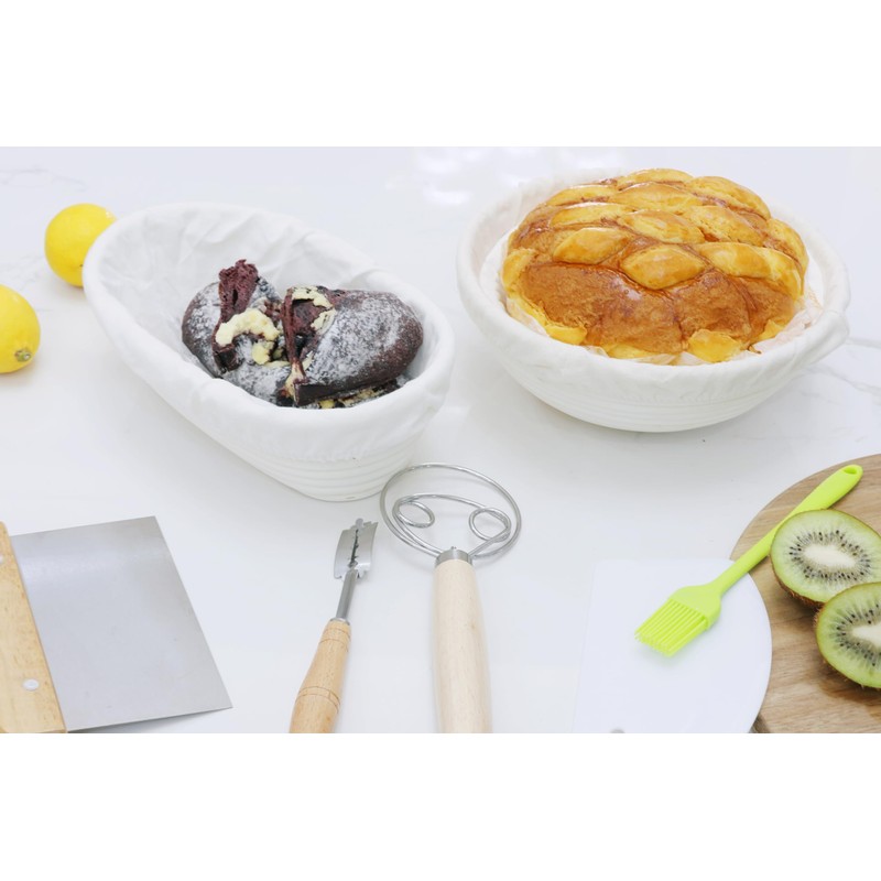 EazyBreezy 2 Pcs Bread Proofing Basket Banneton Proofing Baskets Rattan