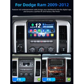 Car Radio for Dodge Ram 1500 2500 3500 2009-2012: 2+64G Car Stereo with Carplay Android Auto, 10" Touch Screen GPS Navigation Backup Camera