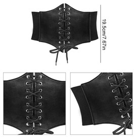 REQAG Women's Girls Elastic Wide Band Elastic Tied Waspie Corset Waist Belt Bustiers Corsets, Women Tied Waspie Belt, Wide Lace-Up Belt Corset Elastic Waist Belt (Black), black
