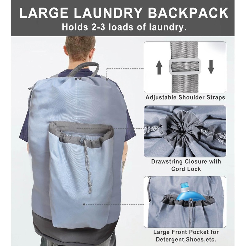 VividPaw Laundry Bag Extra Large Heavy Duty, Laundry Backpack for