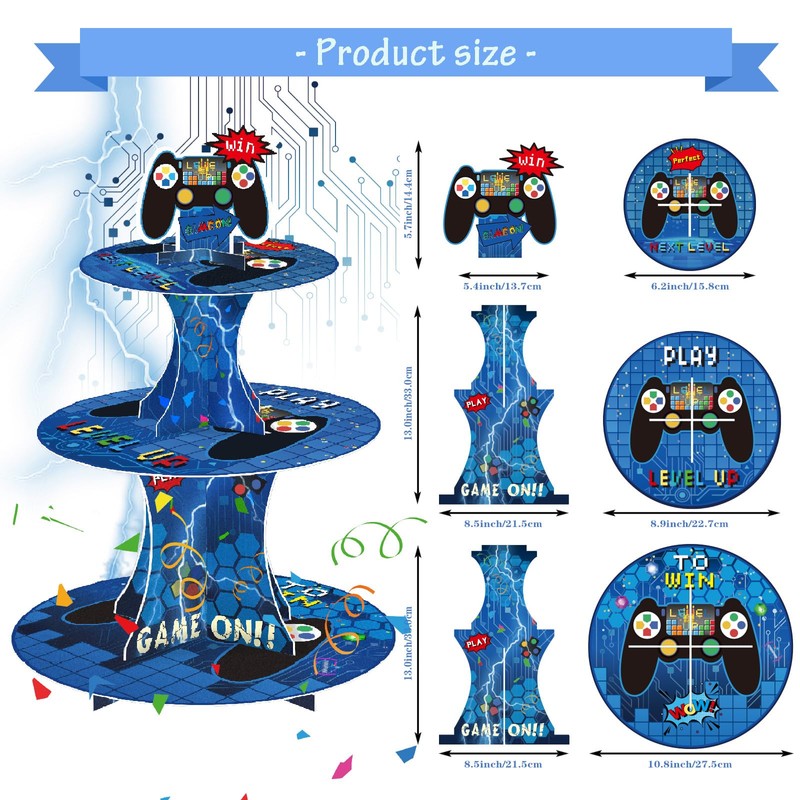 Video Game Cupcake Stand 3-Tier Video Game Party Supplies Game