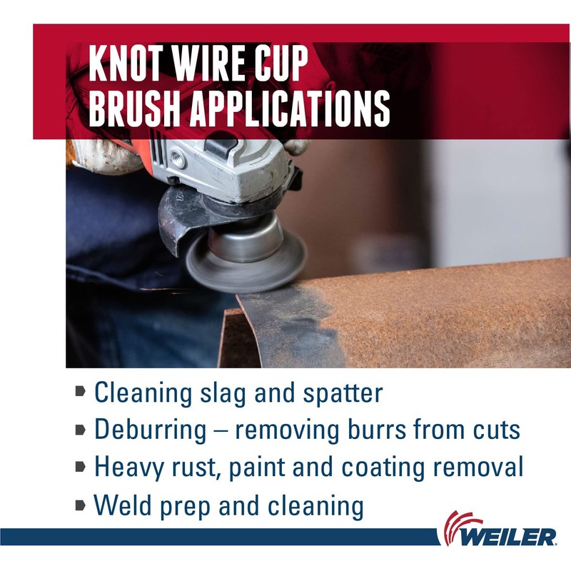 Weiler 13286 2-3/4" Single Row Knot Wire Cup Brush, .020"