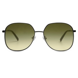 SOJOS Trendy Oversized Sunglasses for Women Men UV400 Protection Hexagon Shades with Spring Hinges SJ1210, Dark Gunmetal/Green