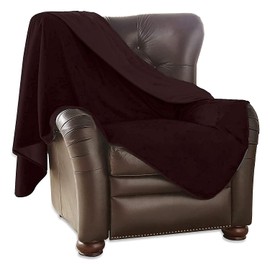 Mambe Silky Waterproof Throw for Protecting Furniture Bed Couch from Stains Caused by Dogs, Cats, Incontinence. Soft, Washable, Reversible. (Size Long/Sofa 70x120 inches, Color Merlot)