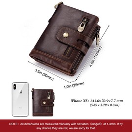 Men's Wallet Purse RFID Blocking Genuine Leather Men Purses with Coin Pocket (Coffee)