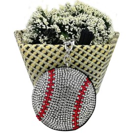 WJR Sparkling Sport Ball Keychain Rhinestone Baseball Football Key Ring Shining Gift for Sport Lover Purse Bag Accessories-volleyball
