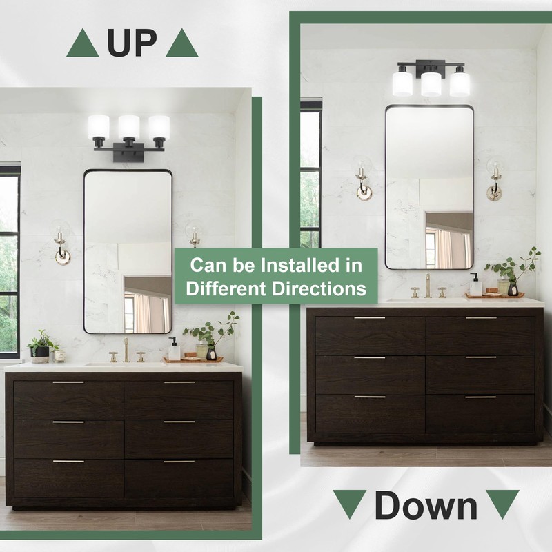 Black Bathroom Lights Over Mirror, Anti-rust Vanity Light Fixture for