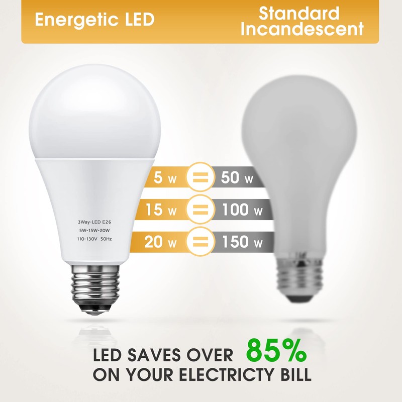 Briignite 3 Way LED Light Bulbs 50 100 150W Equivalent,