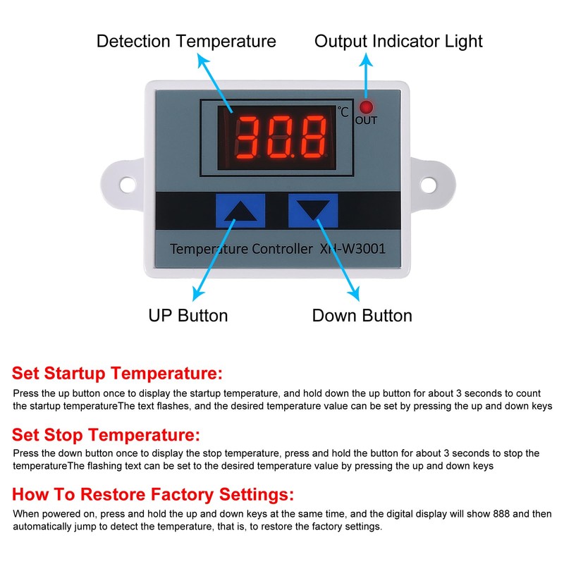 UMLIFE 2PCS XH-W3001 Digital LED Temperature Controller Module Digital Thermostat