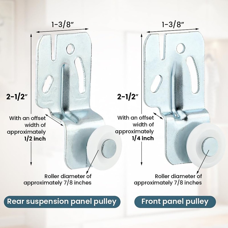 Closet Sliding Door Hardware Wardrobe Door Roller Kit, 4pcs Closet