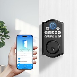 Keyless Entry Door Lock - Fingerprint Door Locks with App Control - Smart Deadbolt for Front Doors - Biometric Security, Auto-Lock&One-Touch-Lock, IP54 Waterproof, Easy Install