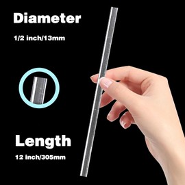 3 Pack Clear Acrylic Rods - 12 Inch Length, 1/2 Inch Diameter, Round Acrylic Dowel Sticks for DIY Crafts, Party Decorations, and Gardening Projects