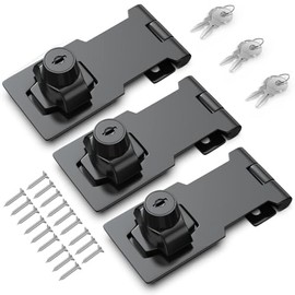 cerraduras de cerrojo con llave, 3 pulgadas, pestillo de bloqueo con llave, cerraduras de gabinete, cerraduras de gabinete con llaves, negro, paquete de 3