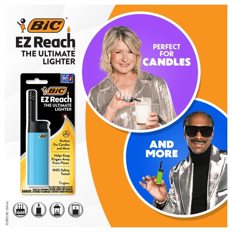 BIC Lighter Combination 2 Multi-Purpose Lighters with Long Metal Wand,