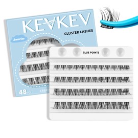 KevKev Lash Clusters 48 Pcs Cluster Lashes Eyelash Clusters DIY Cluster Eyelash Extensions Individual Lashes Soft and Comfortable (Sunrise,D-10-16mix)