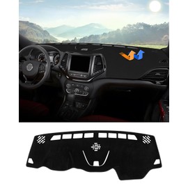 Autorder Dashboard Cover Mat for 2014-2021 Jeep Cherokee Accessories Dash Cover Flannel Dash Mat Sunshade Glare UV Rays Protector (Not Fit Grand Cherokee)