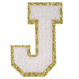 Letter Patches Iron on 3Pcs Chenille Letters for Jackets Varsity Letters Patches Letterman Glitter Patches Iron on Letter White J