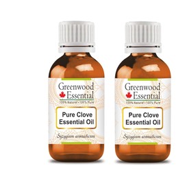 Greenwood Essential Pure Clove Essential Oil (Syzygium aromaticum) 100% Natural Therapeutic Grade Steam Distilled for Personal Care (Pack of Two) 100ml X 2 (6.76oz)