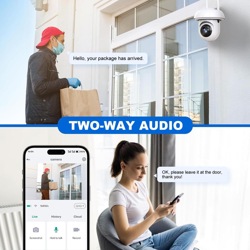 2025 PHANSATIM Security Cameras Outdoor, 1080P 355° View Outdoor Camera,