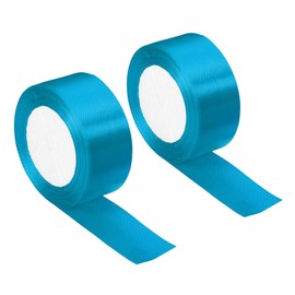PATIKIL 1.5 Inch Wide 24 Yards Satin Ribbon, 2 Pack Single Side Solid Crafts Roll for Party Home DIY Wrapping Decoration, Bright Blue