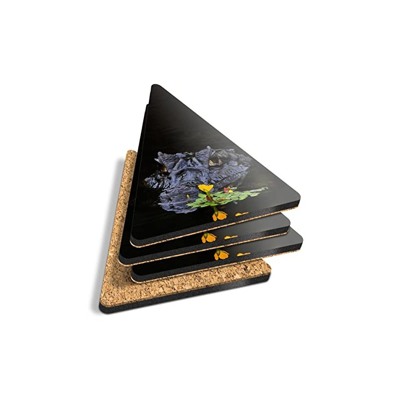4 x Triangle Coasters - Crocodile Alligator Reptile Croc Cork