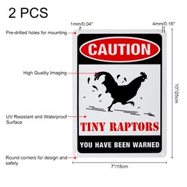 GLOBLELAND 2 Raptor Warning Signs for Indoor and Outdoor Use, 7 x 10 Inches, 40 Mil Aluminium Chicken House Signs, Reflective UV Protection, Waterproof and Fade-resistant