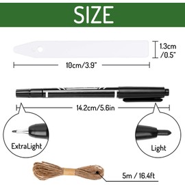 Whaline 200Pcs Thick Plastic Plant Labels with Hole White Garden Stakes Waterproof Garden Tag Signs for Greenhouse Seedlings Flowers Spotted Plants with 2 Marker Pen and A Roll of Twine (10 CM)