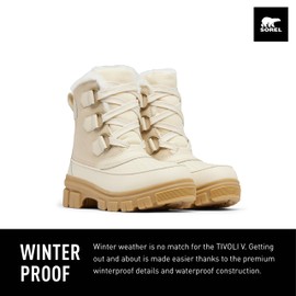 SOREL Women's Tivoli V Waterproof Boot - Honey White, Sea Salt - 10.5