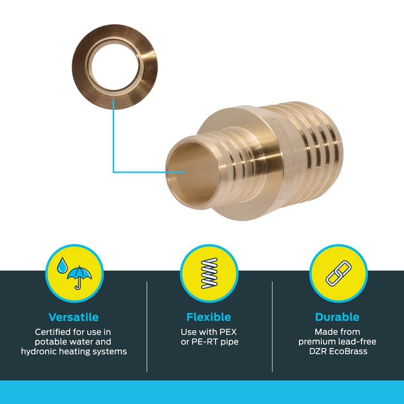 SharkBite 1-1/2 x 1 Inch Brass Crimp Reducing Coupling, PEX