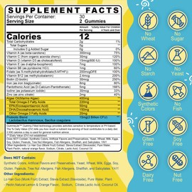 (2 Pack) Kids Multivitamin Gummies with Iron, Sugar Free, Kids Daily Vitamins + Probiotics, Algae Omega 3 (EPA/DHA), A, C, D, Methyl B12, Folate, B6, Zinc, Biotin, for Healthy Growth, Immune Support