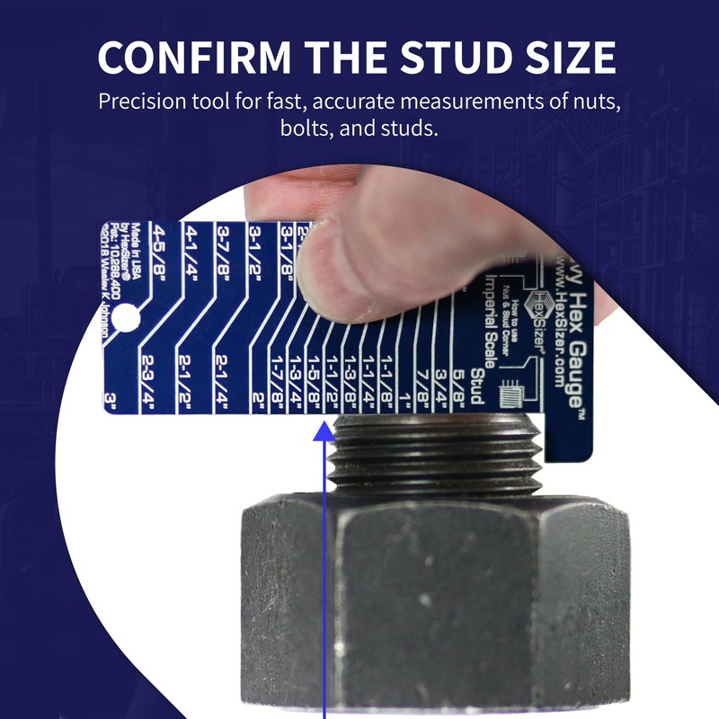 HexSizer Heavy Hex Nut, Bolt & Stud Gauge Tool &