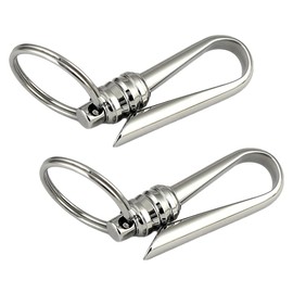 HAMILO Belt Hook Key Chain, Carabiner, Stainless Steel, Hanging, Set of 2, Silver