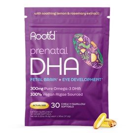 Rootd DHA prenatal 300 mg de DHA omega-3 vegano puro de aceite de algas. Suplemento prenatal de origen vegetal para el embarazo y el desarrollo...    