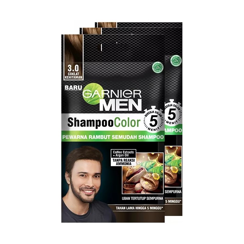 Garnier Men Shampoo Hair Color 30ml 2 Variant Natural Black